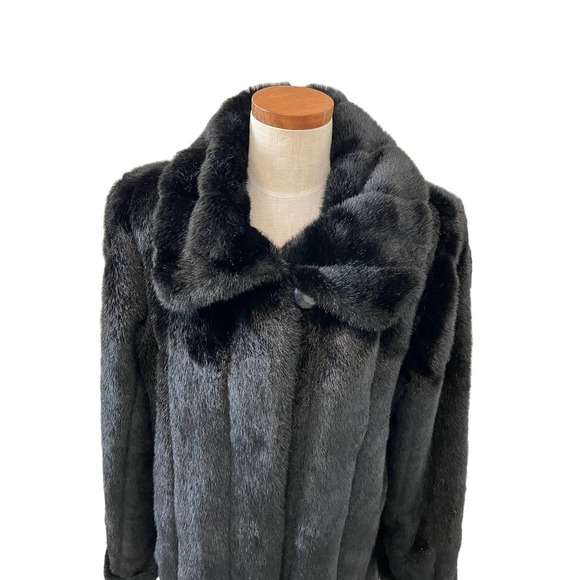Dennis Basso faux fur black sable coat M - Picture 2 of 8
